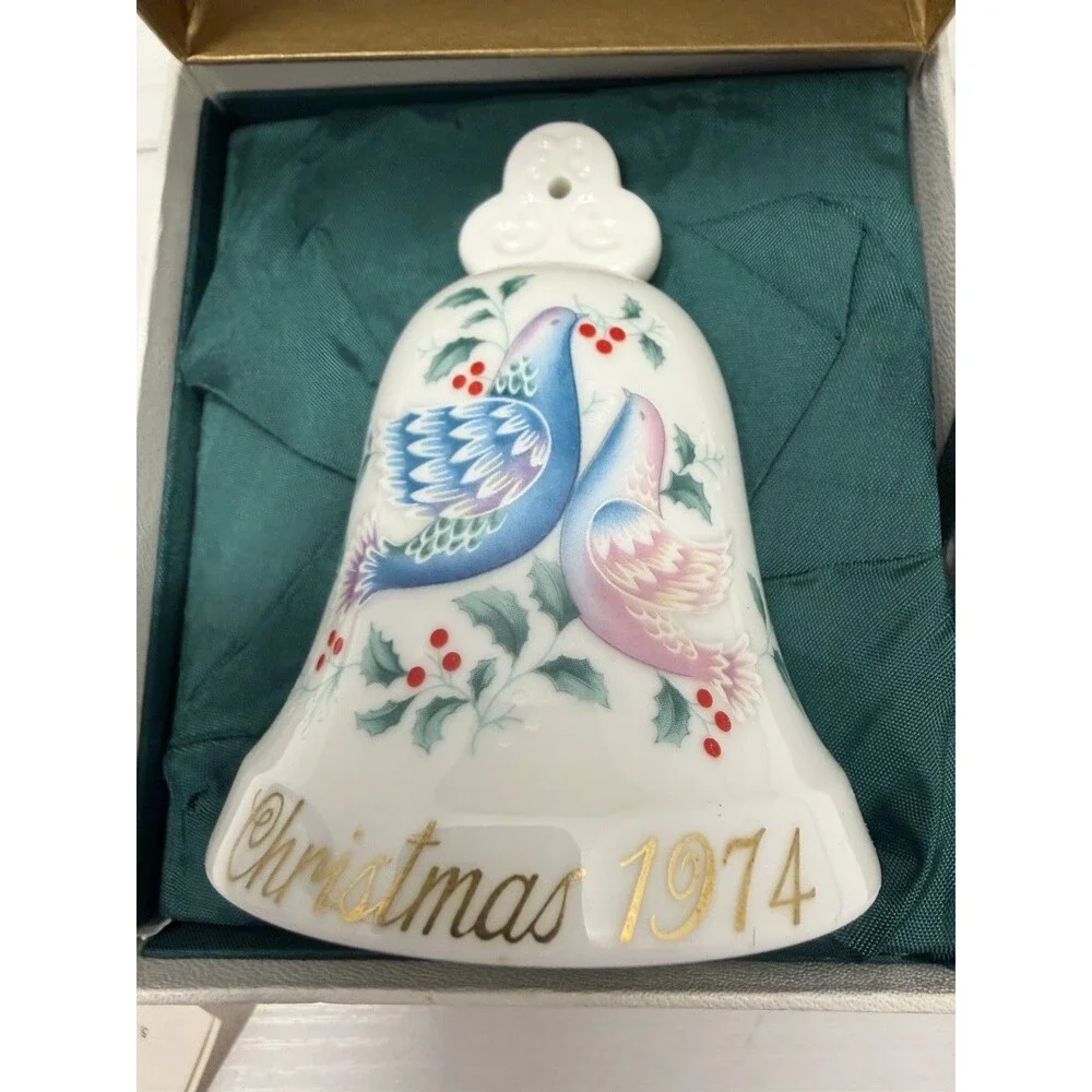 Noritake Christmas Bell 1974 Ltd Ed. Bone China#54909 NOB 2 Turtle Doves 3rd Ed.